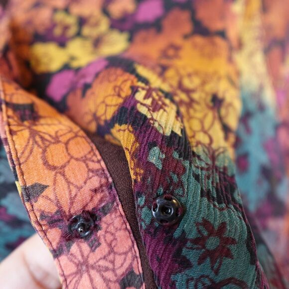 Sundance Blouse Women XS 100% Silk 3/4 Sleeve Lined Floral Boho Multi Color Fall - Picture 12 of 15